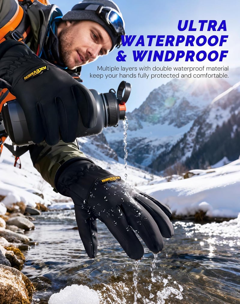AXEVMEN Winter Gloves Waterproof Ski Snow Gloves for Women Men, Windproof Cold Weather Warm Thermal with 3M Premium Insulation Touchscreen for Running Driving Cycling Hiking Biking Outdoor Sports Work - Image 3